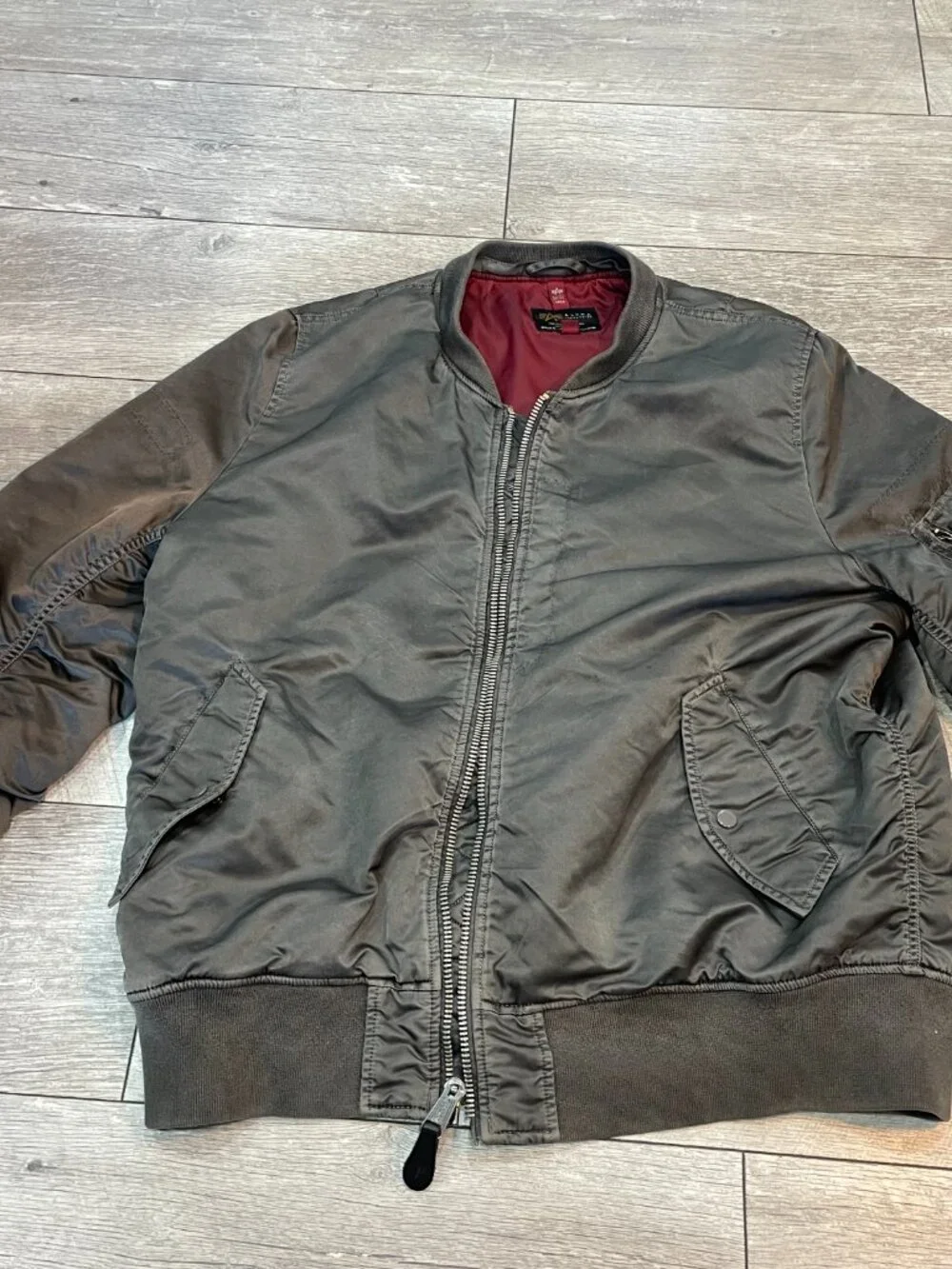 Alpha Industries MA-1 Bomber Jacket Hooded Gray XL Military Flight Jacket - Picture 3 of 12
